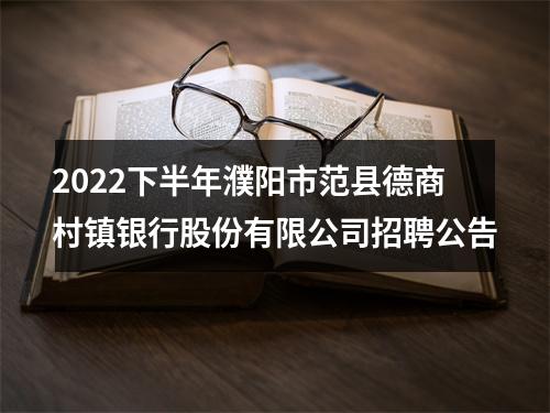2022下半年濮阳市范县德商村镇银行股份有限公司招聘公告 图片